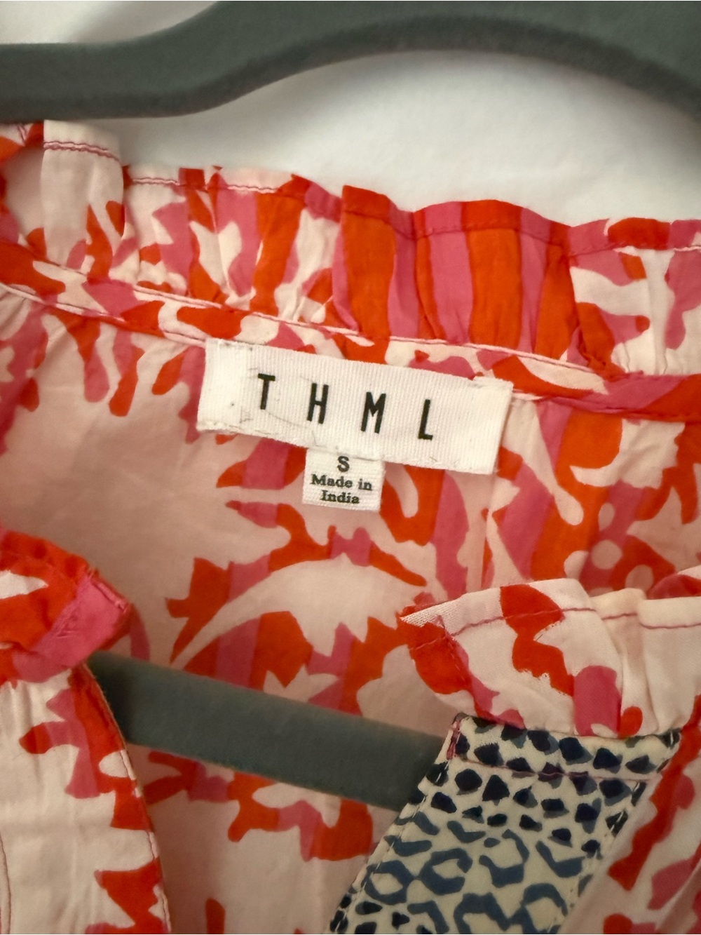 THML Coral-Red & White Floral Stripe Button-Front Top - Picture 4 of 7